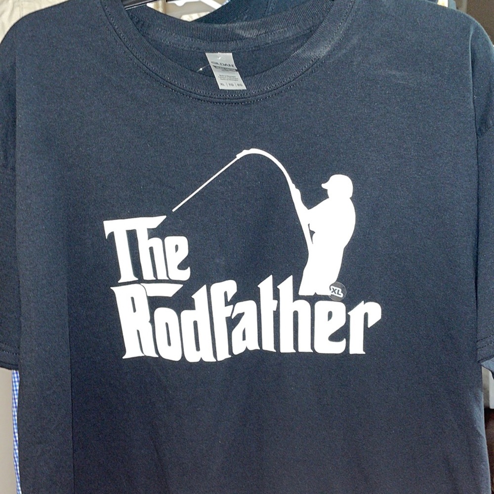 NWOT “The Rodfather” Black Short Sleeve Fishing Tee